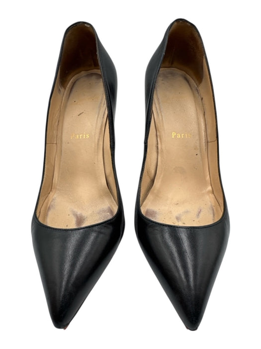 Christian Louboutin Shoe Size 39 Black Leather Pointed Toe Stiletto Pumps Black / 39