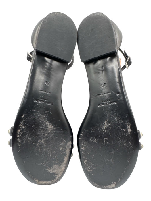 Saint Laurent Shoe Size 39 Black Leather Ankle Strap Studded Sandals Black / 39