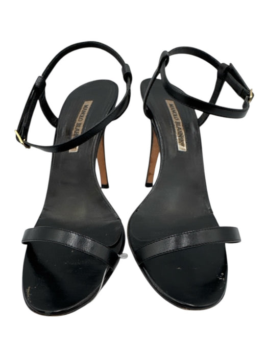 Manolo Blahnik Shoe Size 39 Black Leather Ankle Strap Open Toe Sandals Black / 39