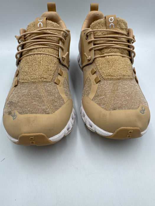 On Cloud Shoe Size 8.5 Tan Brown Leather & Synthetic Low Top Heathered Sneakers