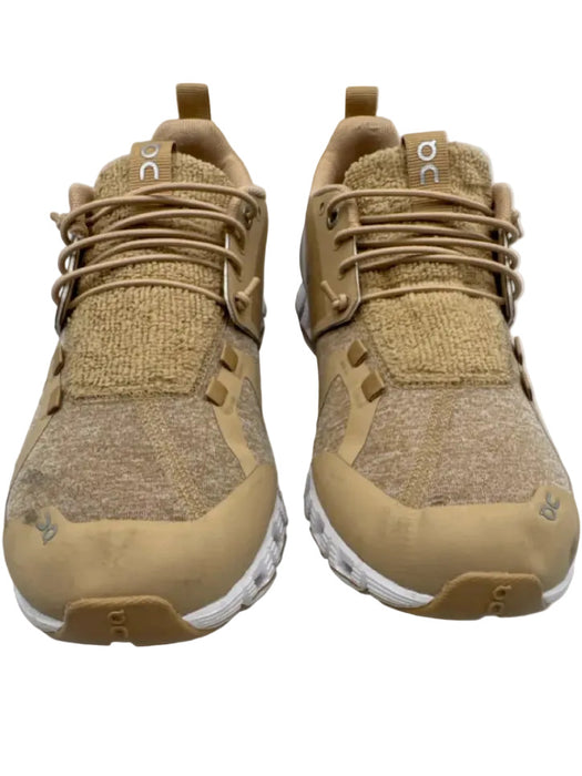 On Cloud Shoe Size 8.5 Tan Brown Leather & Synthetic Low Top Heathered Sneakers