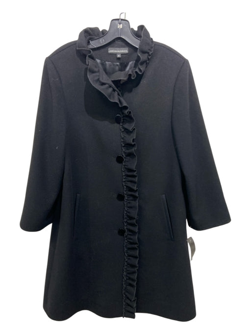 Sofia Cashmere Size 8 Black Cashmere Ruffle Detail Button Up Coat Black / 8