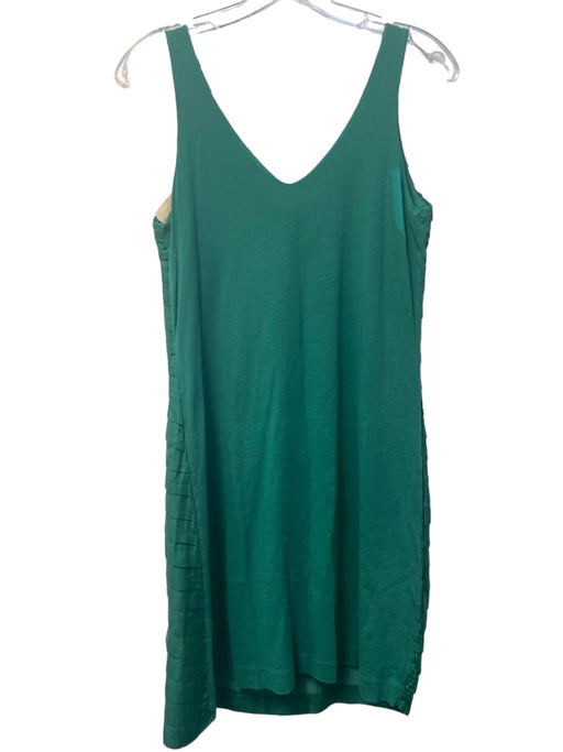 Massimo Dutti Size 32 Green Polyester V Neck V Back Pintuck Tiered Dress Green / 32