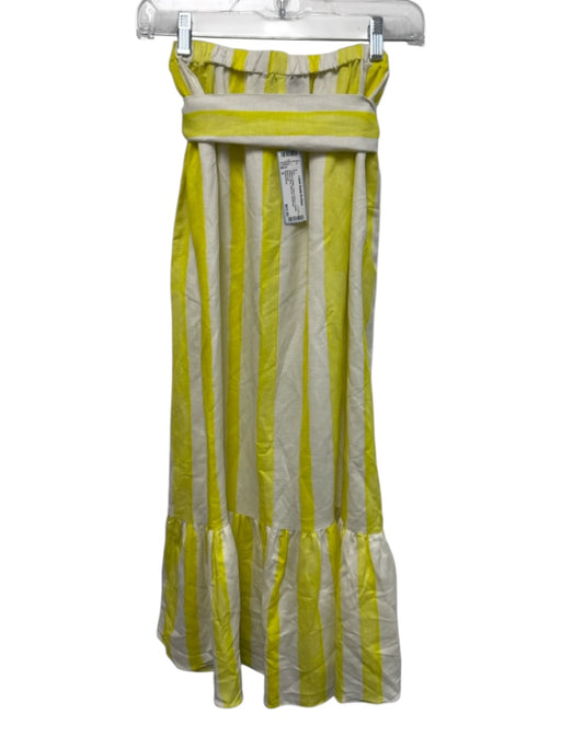Tuckernuck Size S Yellow & White Linen & Rayon Elastic Striped Maxi Skirt Yellow & White / S