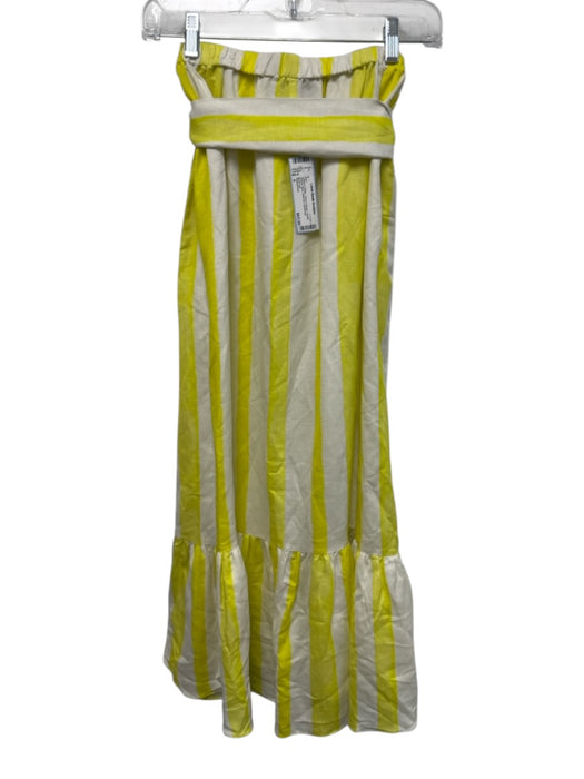 Tuckernuck Size S Yellow & White Linen & Rayon Elastic Striped Maxi Skirt Yellow & White / S