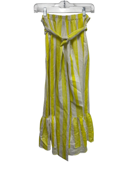 Tuckernuck Size S Yellow & White Linen & Rayon Elastic Striped Maxi Skirt Yellow & White / S