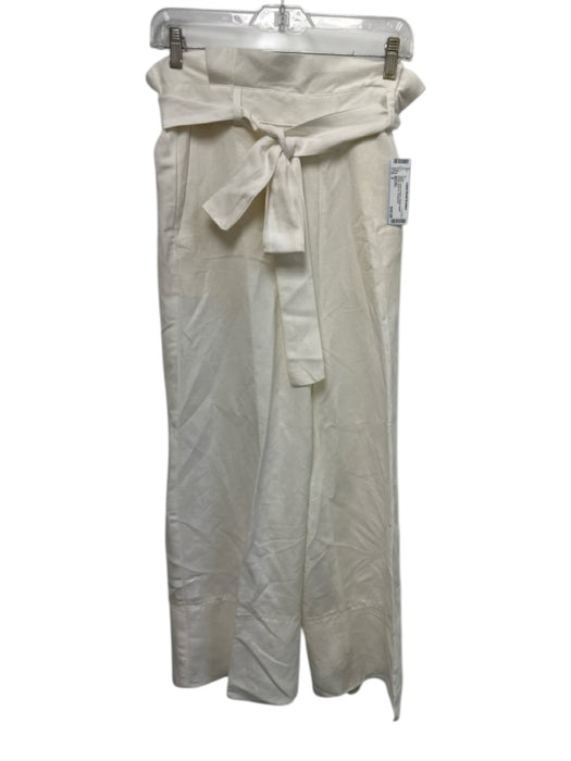 Blank NYC Size S White Linen & Rayon Elastic Waist Pleats Sash Inc Pants White / S
