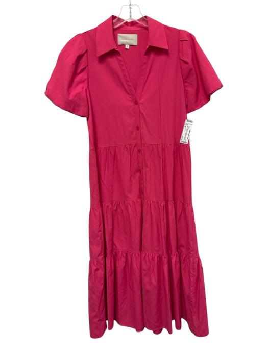 Brochu Walker Size S Pink Polyester & Cotton Short Sleeve Midi Button Up Dress Pink / S