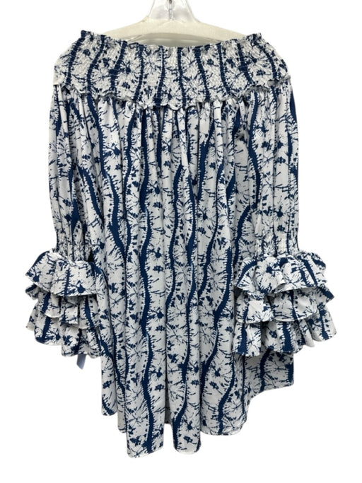 Garcia Size S Navy & white Polyester Long Sleeve High Neck Smocked Neck Dress Navy & white / S