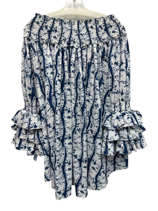 Garcia Size S Navy & white Polyester Long Sleeve High Neck Smocked Neck Dress Navy & white / S