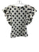 Garcia Size M White & Black Polyester Perforated Ruffle Cap Sleeve Dots Top White & Black / M