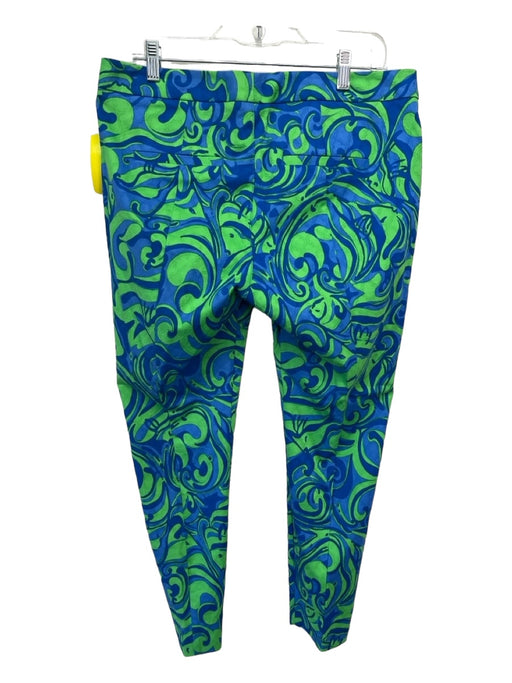 Lilly Pulitzer Size 12 Blue & Green Cotton Blend Button Fly Swirl pattern Pants Blue & Green / 12