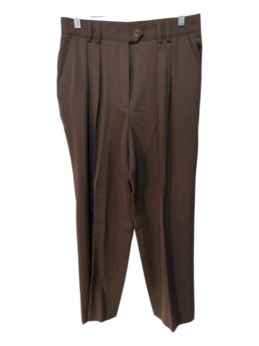 Escada Size 40 Dark Brown Wool High Rise Tapered Trouser Pants Dark Brown / 40