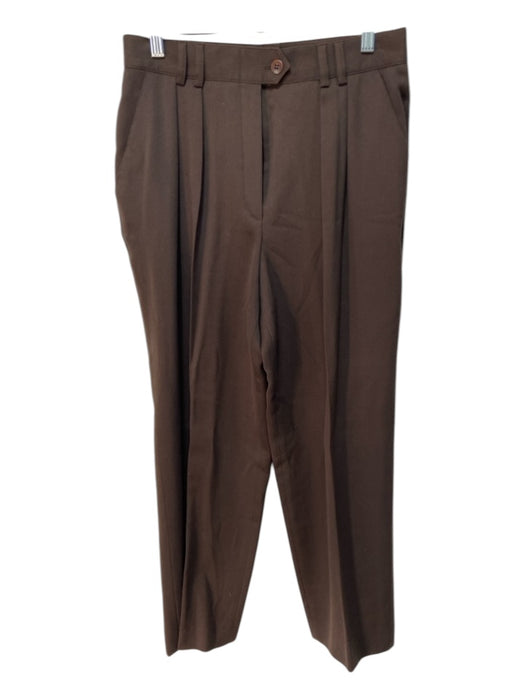 Escada Size 40 Dark Brown Wool High Rise Tapered Trouser Pants Dark Brown / 40