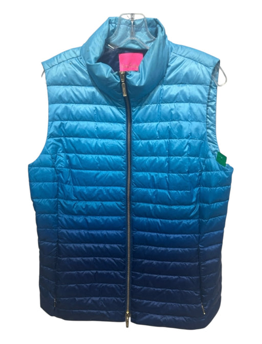 Lilly Pulitzer Size XL Blue Polyester Zip Up Puffer Zip Pockets Vest Blue / XL