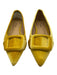 C. Paravano Shoe Size 37.5 Yellow Velvet Block Heel Buckle Pointed Toe Flats Yellow / 37.5