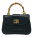 Lilly Pulitzer Black Leather Bamboo Handle Chain Strap Twist Lock Bag Black / S