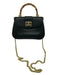 Lilly Pulitzer Black Leather Bamboo Handle Chain Strap Twist Lock Bag Black / S