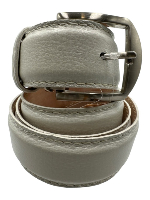 L.E.N. White Calf Solid Men's Belt White