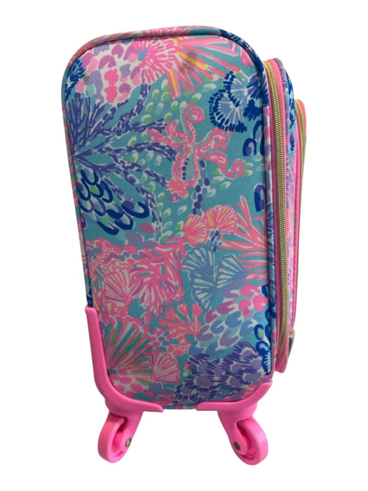 Lilly Pulitzer Pink, Gold, Multi Canvas Zip Close Rolling CARRY ON Luggage Pink, Gold, Multi
