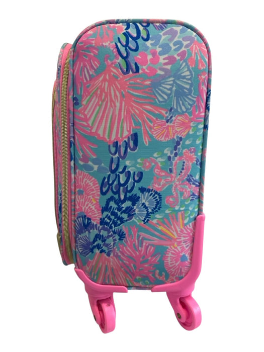 Lilly Pulitzer Pink, Gold, Multi Canvas Zip Close Rolling CARRY ON Luggage Pink, Gold, Multi