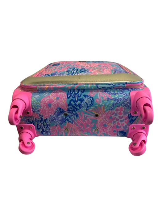 Lilly Pulitzer Pink, Gold, Multi Canvas Zip Close Rolling CARRY ON Luggage Pink, Gold, Multi