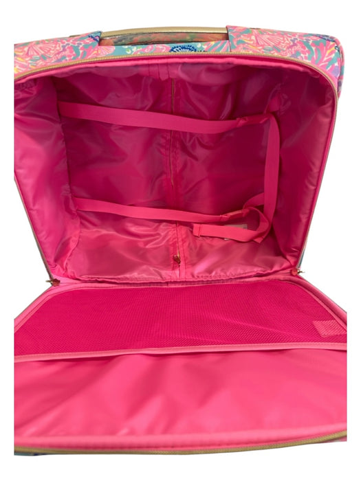 Lilly Pulitzer Pink, Gold, Multi Canvas Zip Close Rolling CARRY ON Luggage Pink, Gold, Multi
