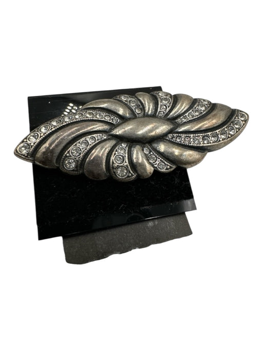 925fit Silver 925 Silver Oval Rhinestone Art Deco Brooch Silver