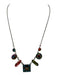 Firefly Blue, Orange & Multi Crystal Geometric Shapes Dangle Adjustable Necklace Blue, Orange & Multi