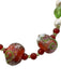 No Brand White, Orange & Green Freshwater Pearl Glass Flower Necklace White, Orange & Green