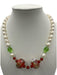 No Brand White, Orange & Green Freshwater Pearl Glass Flower Necklace White, Orange & Green