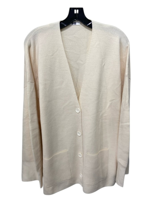 Uniqlo Size S Cream Wool Blend Button Up Knit Pockets Cardigan Cream / S