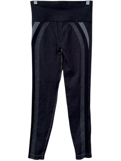 Spanx Size Small Black & Gray Wide Waist Band Side Stripe Ankle Length Leggings Black & Gray / Small