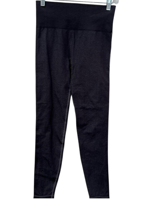 Spanx Size Small Black & Gray Wide Waist Band Side Stripe Ankle Length Leggings Black & Gray / Small