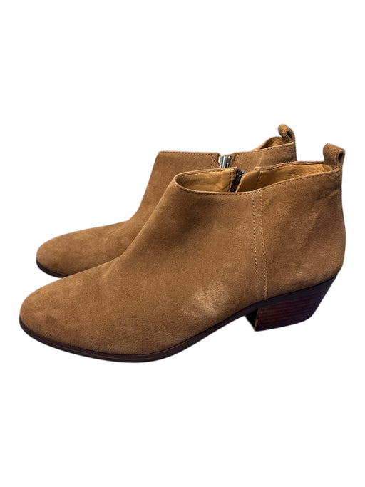 J Crew Shoe Size 9 light brown Suede Almond Toe Side Zip Stack Heel Booties light brown / 9