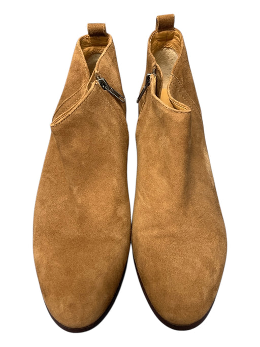 J Crew Shoe Size 9 light brown Suede Almond Toe Side Zip Stack Heel Booties light brown / 9