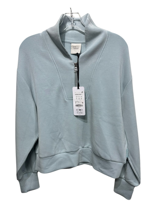 Varley Size S Sky Blue Cotton Blend Long Sleeve Solid 1/2 Zip Cropped Jacket Sky Blue / S