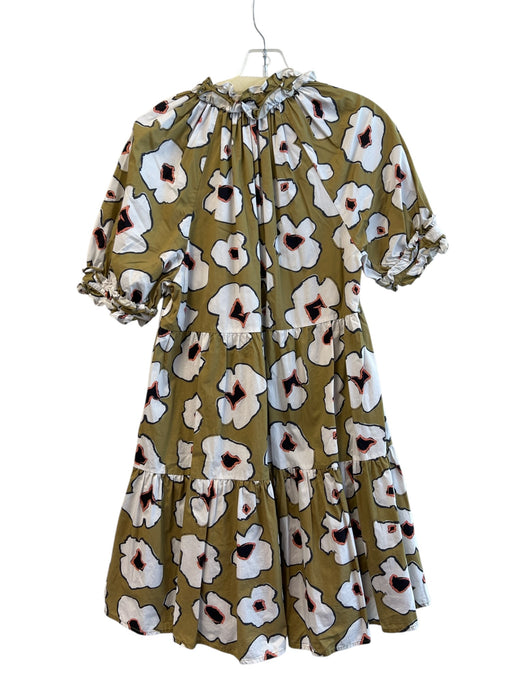 Crosby Size Small Green, White & Black Cotton Abstract Floral Dress Green, White & Black / Small