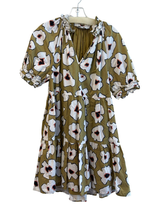 Crosby Size Small Green, White & Black Cotton Abstract Floral Dress Green, White & Black / Small