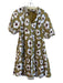 Crosby Size Small Green, White & Black Cotton Abstract Floral Dress Green, White & Black / Small