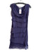 Gigi Moda Size One Size Purple Silk Lined Wide Neck Tiered Raw Edge Dress Purple / One Size