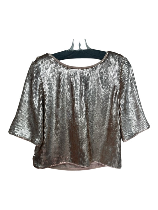 J Crew Size 6 Rose Gold Polyester Fully Sequined Tie Back Short Sleeve Top Rose Gold / 6