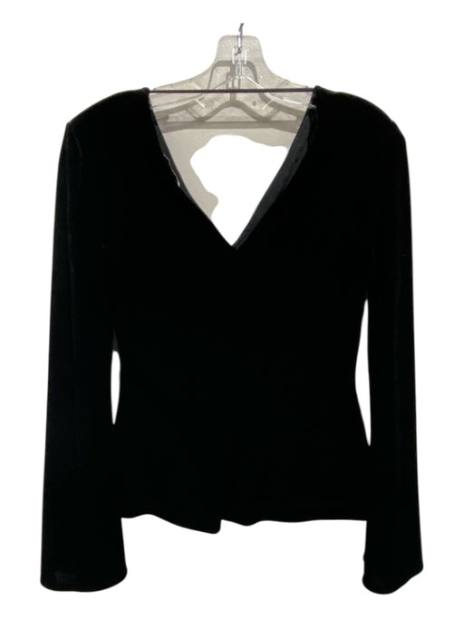 Bailey 44 Size S Black Polyester Velvet Shoulder Pads Long Bell Sleeves Top Black / S