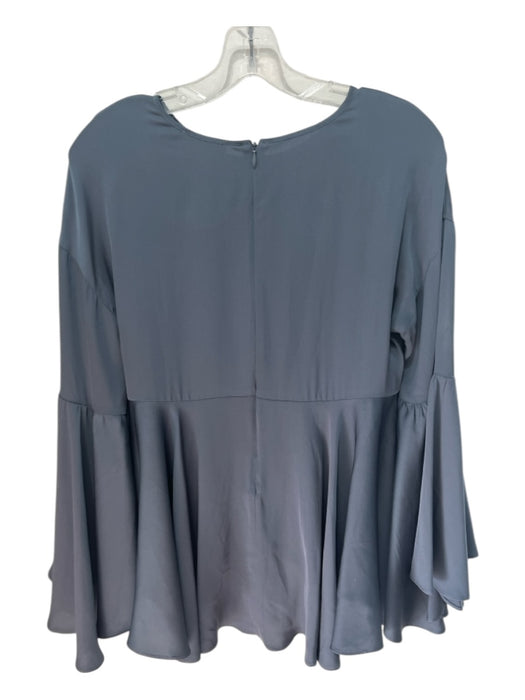 Milly Size S Gray Silk Boat Neck Peplum Long Bell Sleeves Back Zip Top Gray / S