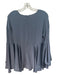 Milly Size S Gray Silk Boat Neck Peplum Long Bell Sleeves Back Zip Top Gray / S