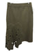 Tibi Size 8 Green Wool Blend Cut Outs Floral Detail Back Zip Assymetric Skirt Green / 8