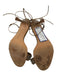 Manolo Blahnik Shoe Size 39 Gold Leather Beaded Detail Open Toe Midi Heel Pumps Gold / 39