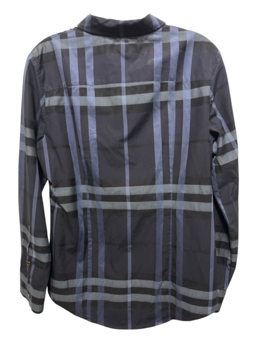 Burberry Size 8 Blue & Black Cotton Novacheck Button Up Long Sleeve Collar Top Blue & Black / 8