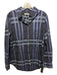 Burberry Size 8 Blue & Black Cotton Novacheck Button Up Long Sleeve Collar Top Blue & Black / 8