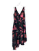 Milly Size 8 Black & Pink Viscose V Neck Sleeveless Floral Asymetrical hem Dress Black & Pink / 8